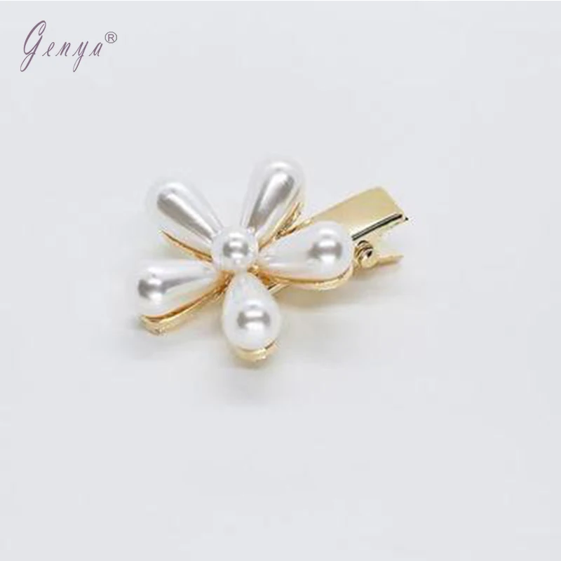 

Genya Camellias pearl clip cute girl heart clip back of the head headwear bangs clip, As picture