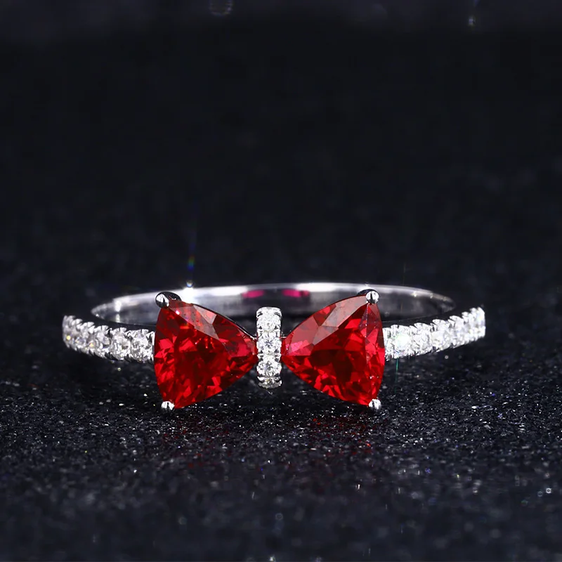 

Lovely Design Fancy Shape Lab Grown Ruby 10k White Rings Set Jewelry Women