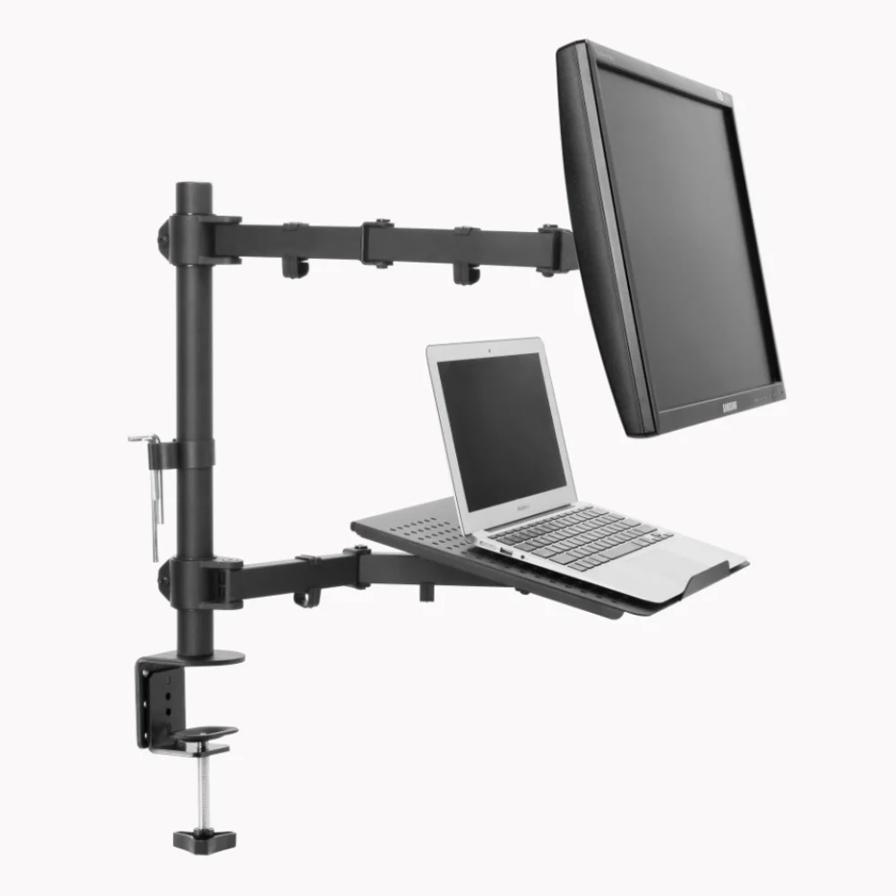 

Adjustable dual Monitor Arm,lcd monitor arm with Laptop Notebook Adaptor, Black