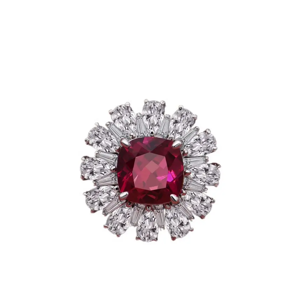 

Luxury 925 Sterling Silver Created Ruby Ring, Red