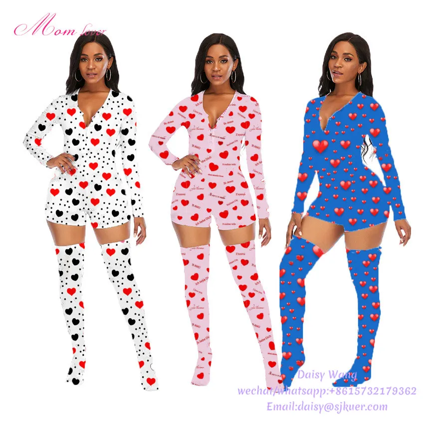 

2021 pejama nightsuit loungewear valentine's day onsies with matching socks sexy Christmas pyjamas valentine onesie pajamas, Picture shows