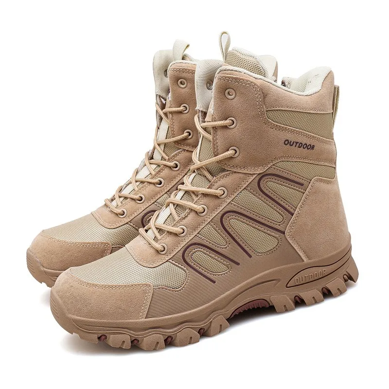 

High Quality Cross-border explosivemilitaryn high-top military boots wear-resistant for men, Black
