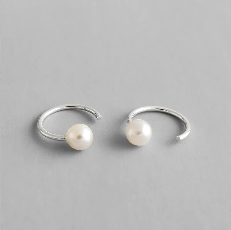 

Danyang S925 Sterling Silver Earrings 990 Original Silver Shell Pearl Hoop Earrings for Women Jewelry