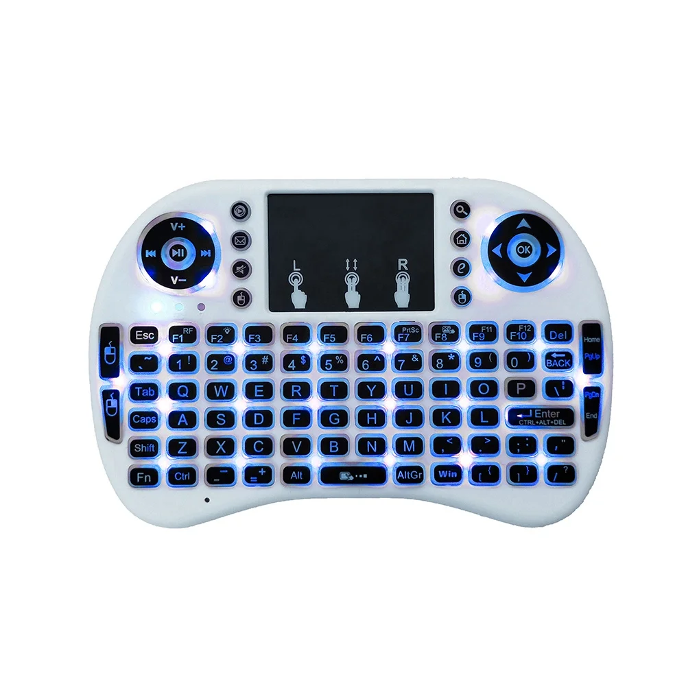 

American English Backlight i8 2.4GHz 7-color Wireless Mini Keyboard Hebrew Italian Portuguese Air Mouse Touchpad Controller