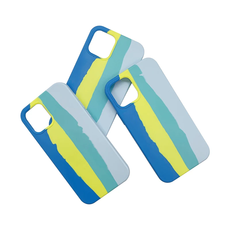 

OEM For iPhone 11/12 Promax micro fiber flannelette protective cover phone accessoriesRainbow liquid silicone mobile phone case, Rainbow
