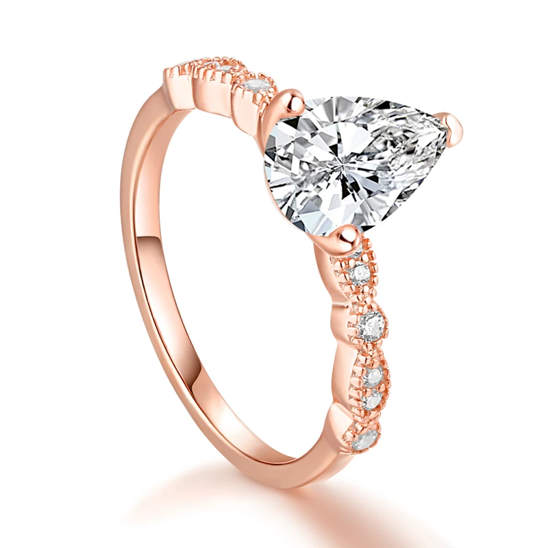 

SKA Luxury Women's Engagement S925 Sterling Silver 5A Cubic Zircon Half Eternity Ring With Pear cut
