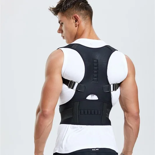

Amazon hot selling Neoprene elastic magnetic back posture corrector for men and women back support belt back brace, Black
