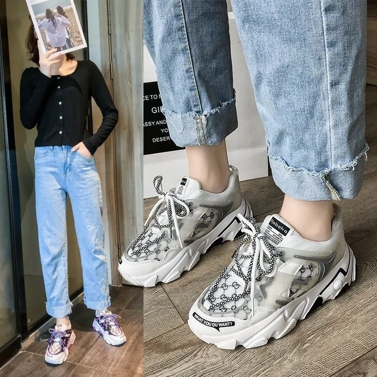 

2022 fashion new custom spring and summer fashion net red platform color matching foot small sneakers, Customized color