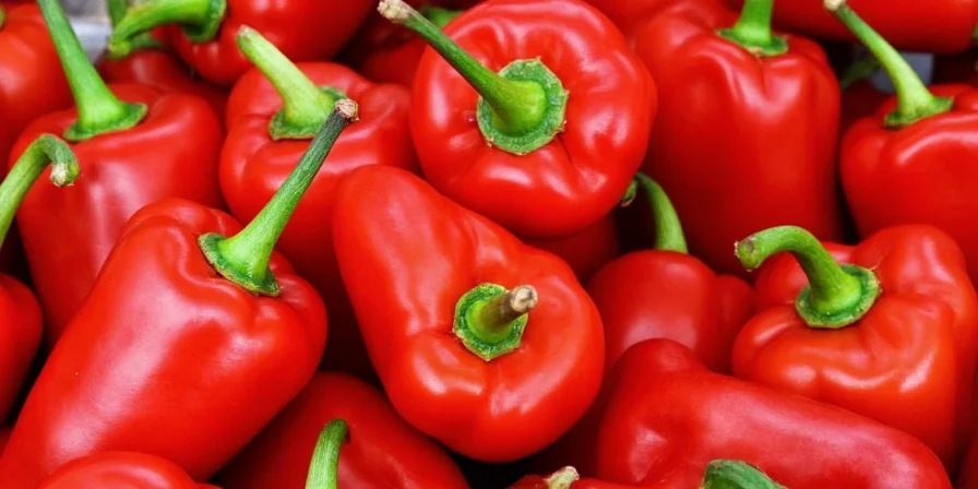 Row of different superhot peppers including Carolina Reaper and Ghost Pepper