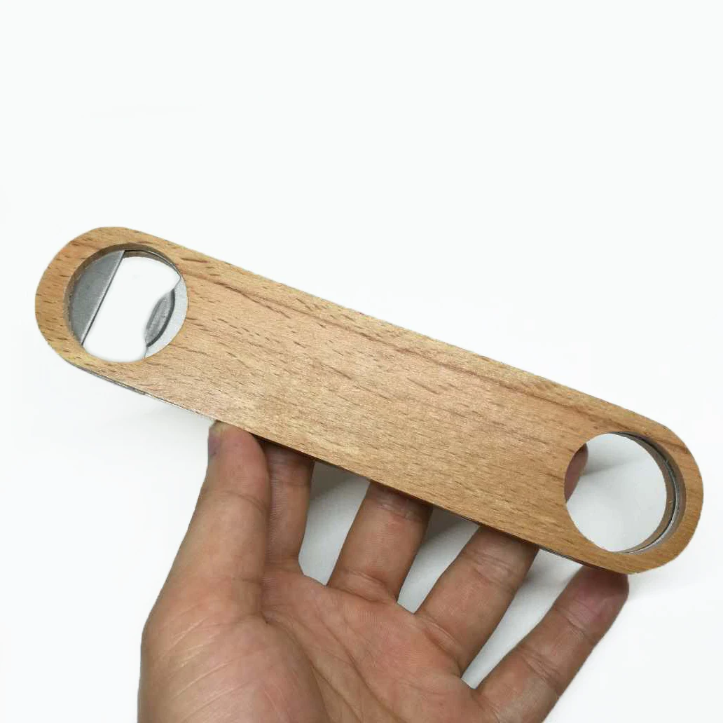 

Customized Promotional Gift Wooden Bottle Opener Stainless Steel Substantial Business Souvenir Opener