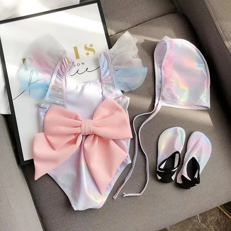 

Baby Girls Mermaid Swimsuit Little Girl Ruffles Sleeve Bathing Suit