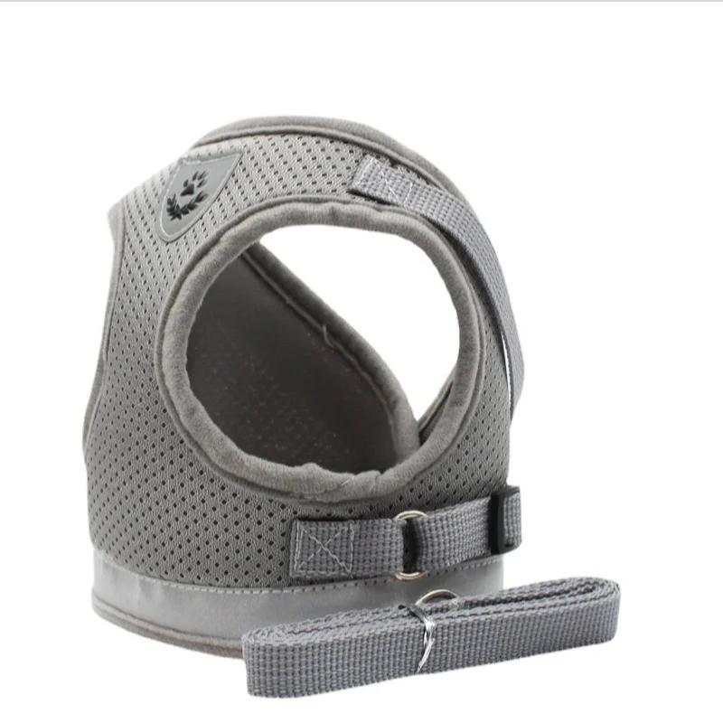 

Low MOQ cat net breathable size adjustable dog vest traction rope, Blue, black, red, gray