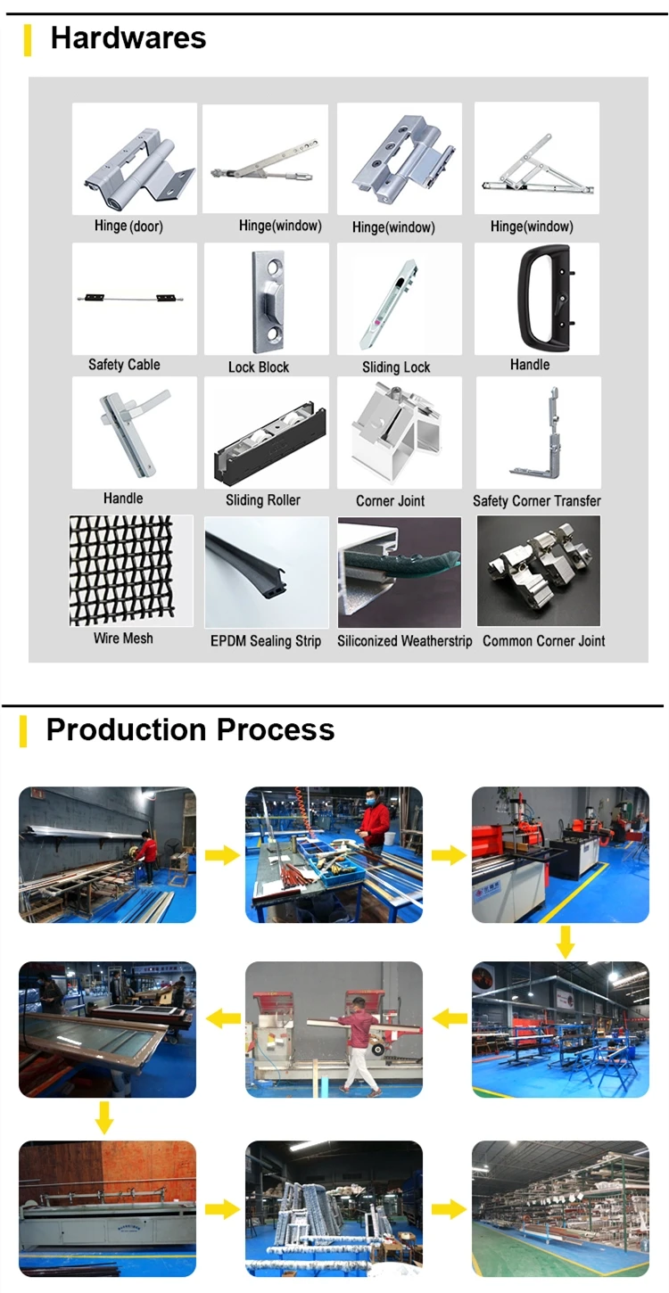 Modern design metal glass windows and doors system aluminum sliding doors and windows accessories