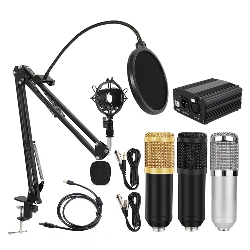 

Professionnel condenser studio large diaphragm microphone USB 48v Power with Adjustable Arm stand for vocal recording