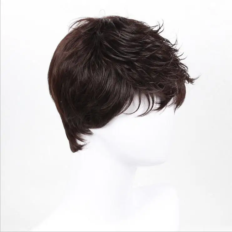 

Toupee Men Classic Wigs Natural African Brazilian Hair Wigs Head Short Curly New Human Hair Wig