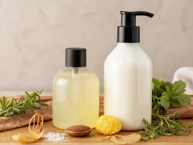 Homemade conditioner ingredients on wooden table