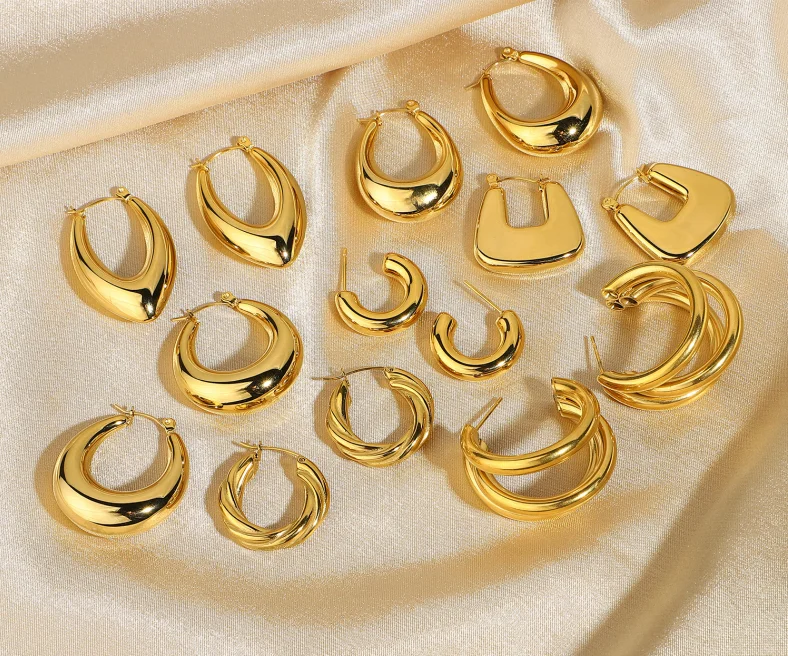 

2021 Wholesale Jewelry Large Big Hip Hope Earrings Fashion Women 14k 18K Gold Plated Jewelry Earrings, Gold/silver
