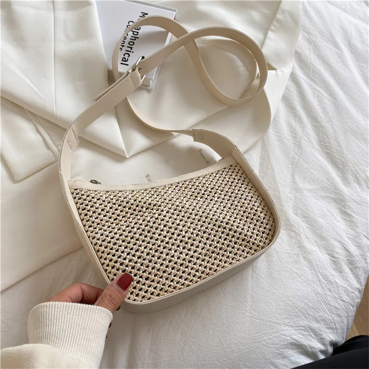

2021 Wide Shoulder Strap New Bags Summer Women's Beach Purses Small Straw Bags Women Handbags, Customized color