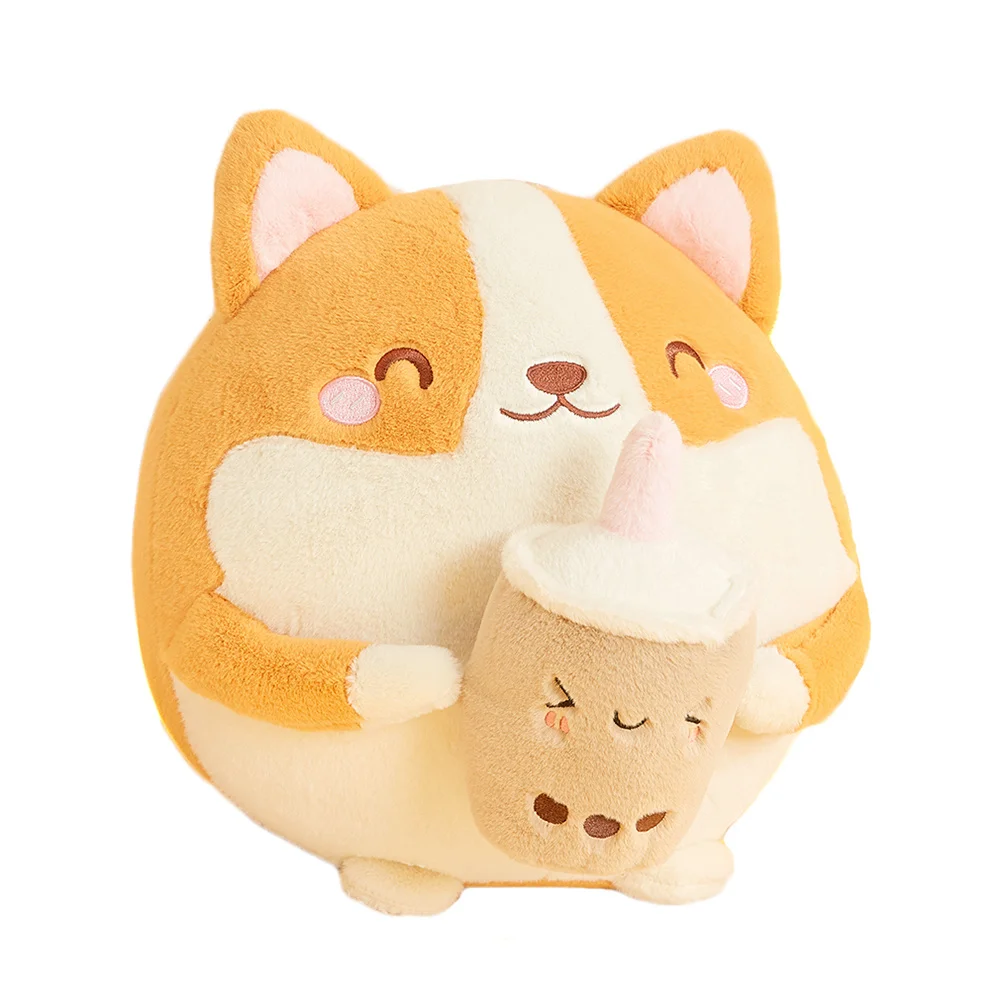 

Super Good Yellow 30CM Stuffed Animal Plush Corgi with Boba Plush toy