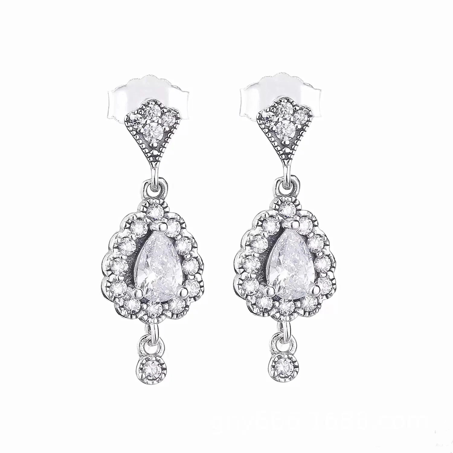 

2022 Winter New Collection 925 Sterling Silver Tear Drop Dangle Earrings with Clear CZ Fits European Style Jewelry Fashi