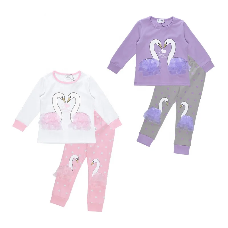 

Audel Cotton Kids Pajamas Swan Design Children Night Wear, Picture
