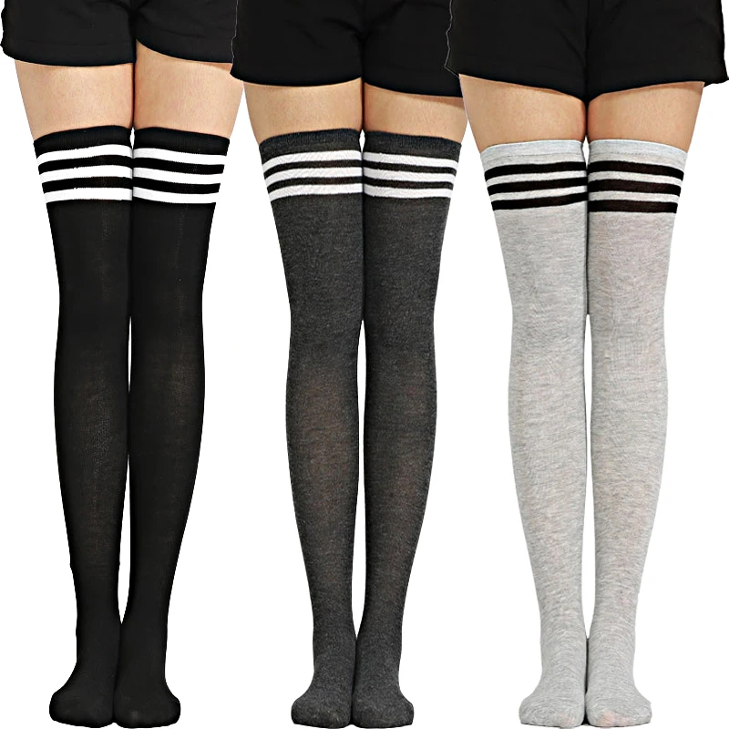 

Custom Socks 2021 Girls Striped New Socks Fashion Stockings Casual High Thigh Socks Over The Knee Women High Knee Stockings, Custom color