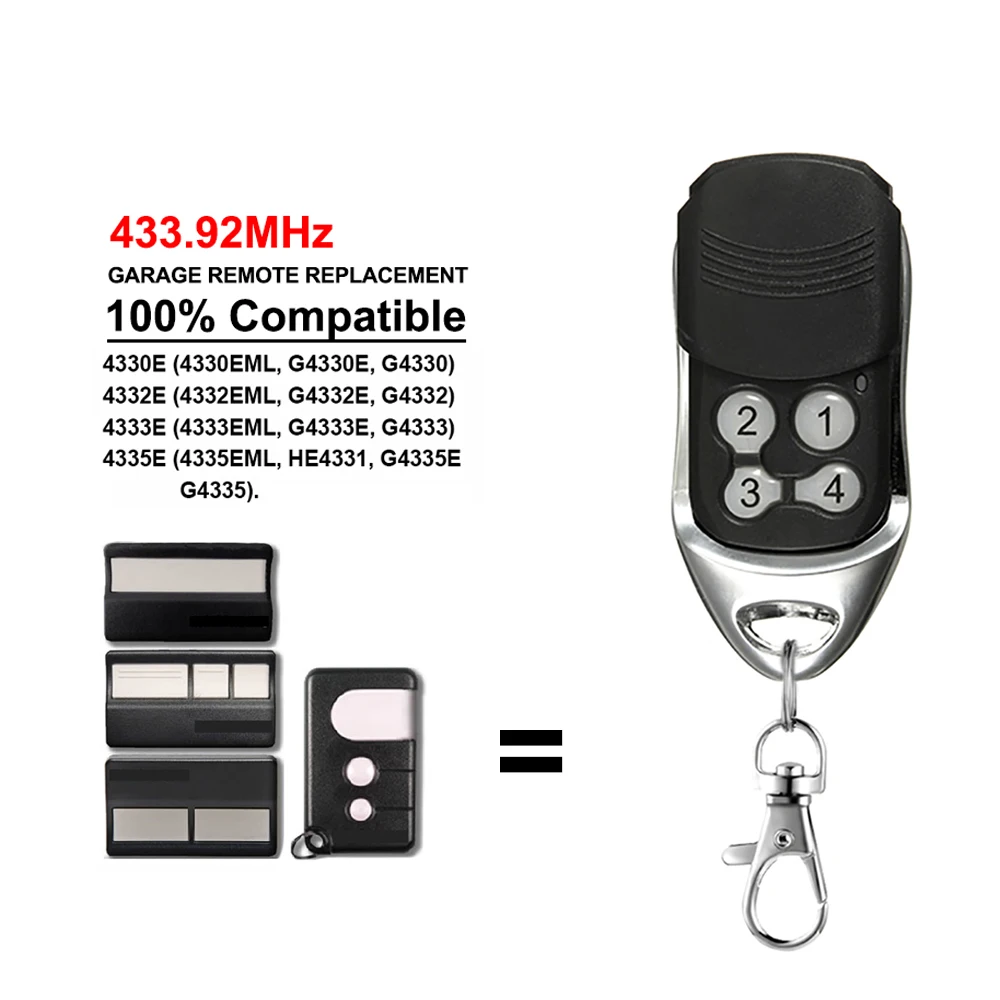 

Replace Chamberlain Liftmaster 4335E 4333E 4332E 4330E 4410E 4410EML Remote Control, Black plus silver