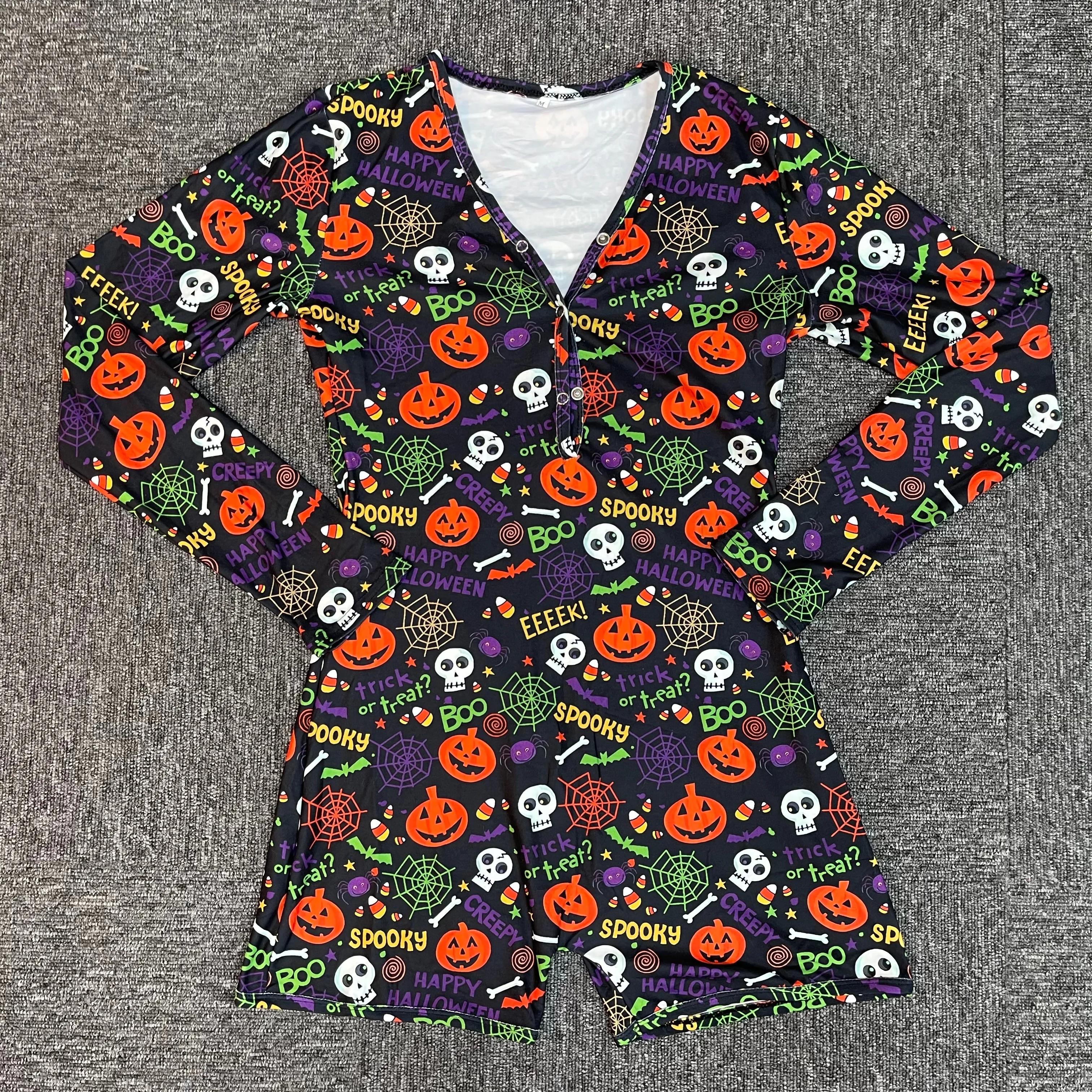 

Long sleeve short bodycon romper girl sleepwear v neck halloween onesie
