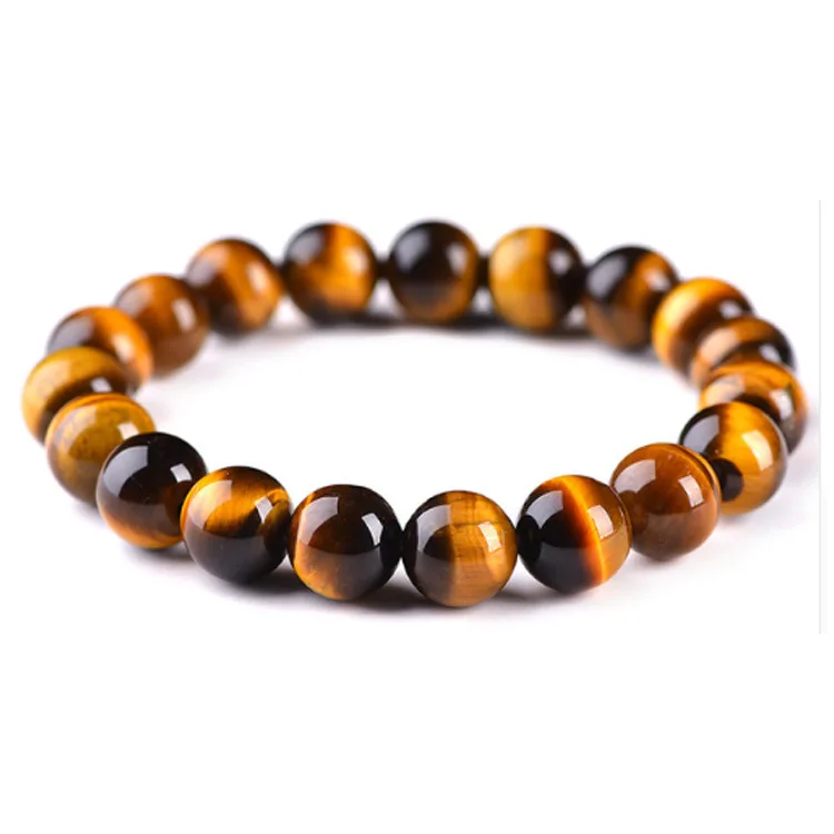 

Hot Sale Fashion Men Women Tiger Eye Bracelet Handmade Custom Elastic 8 10 MM Tiger Eye Natural Stone Bead Bracelet, Brown