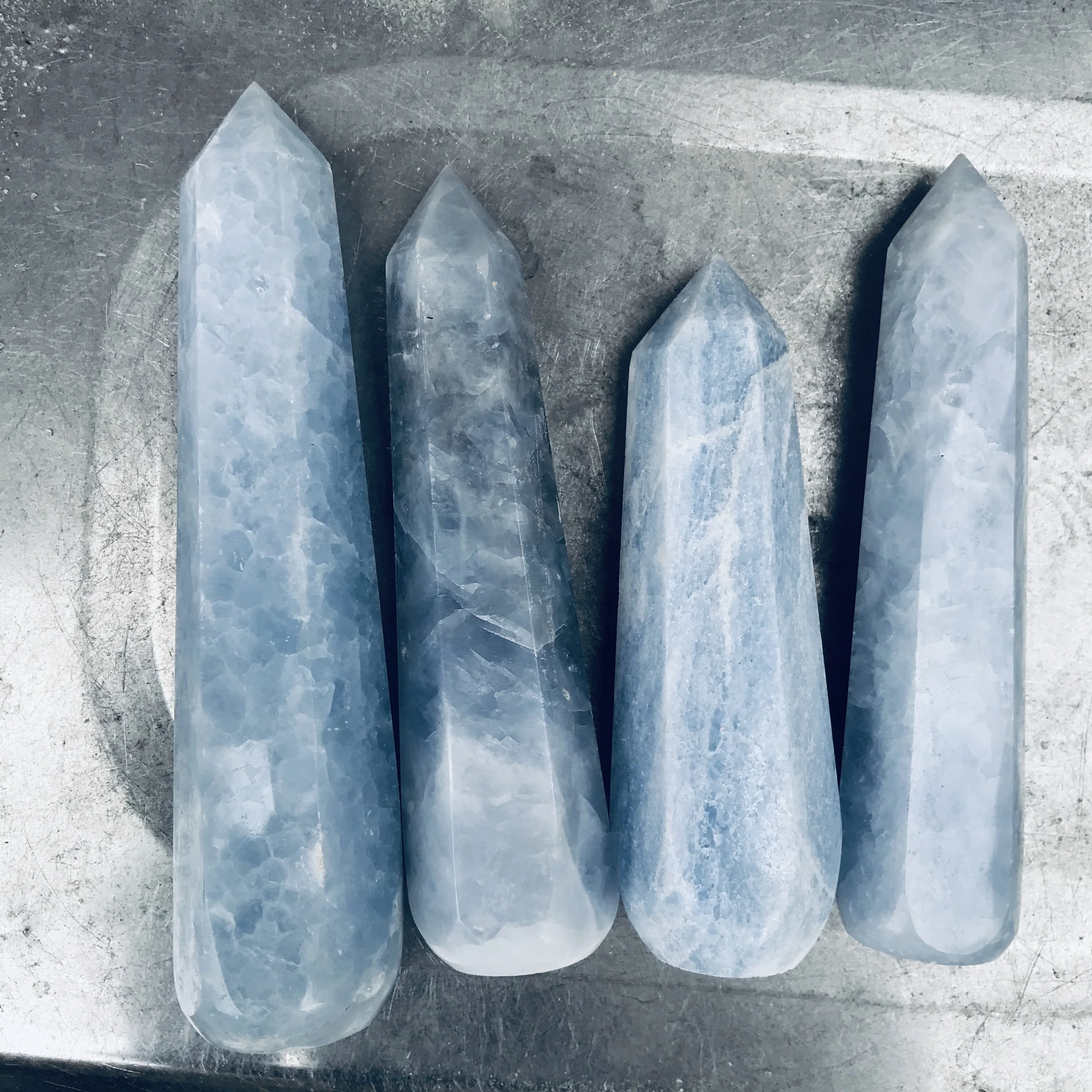 

wholesale natural blue calcite tower crystal point for sale