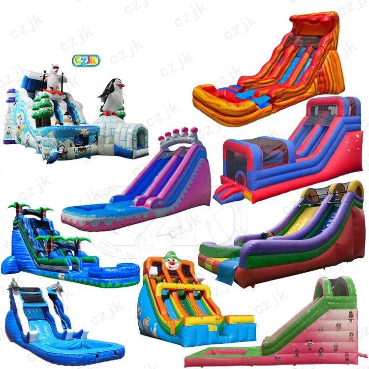 
hot commercial tropical palm tree jungle pool inflatable water slide for sale 
