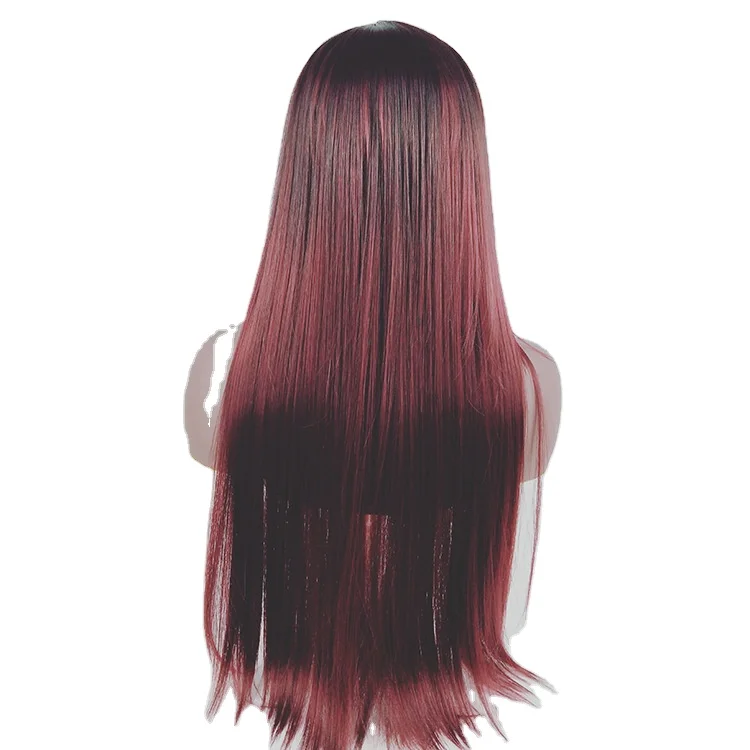

Straight Wig Long Straight Burgundy Pre Plucked Middle Part For Black Women Part Wigs