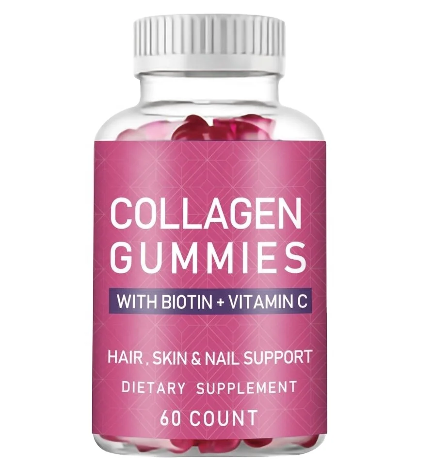 

OEM Private Label Collagen Gummies With Biotin Vitamin for Hair Skin Healthy Dietary Supplement Collagen Gummies