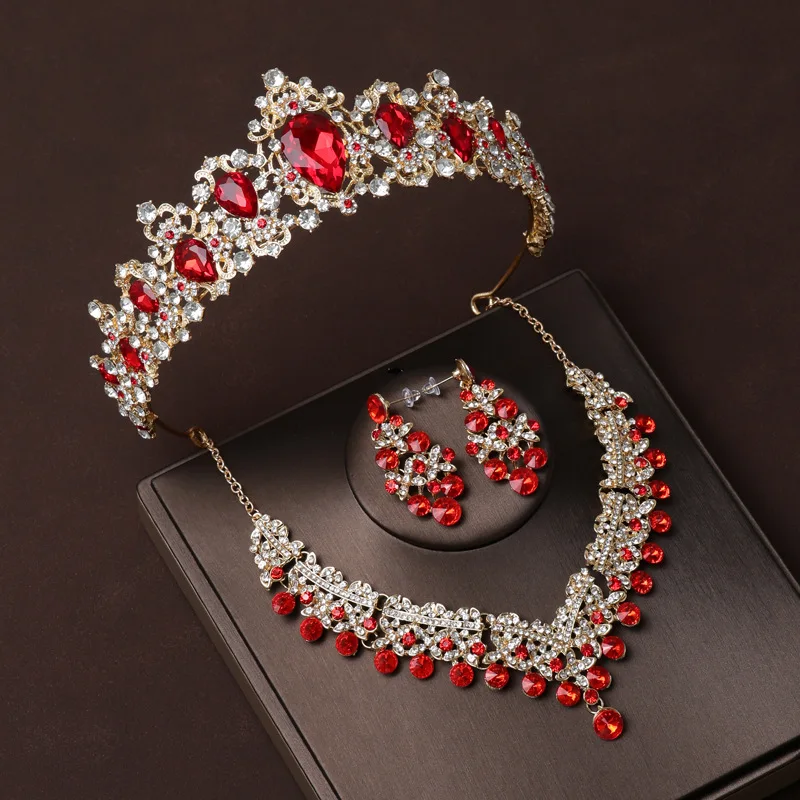 Bride Crown Set European and American Wedding Accessories Necklace Earrings Jewelry Set