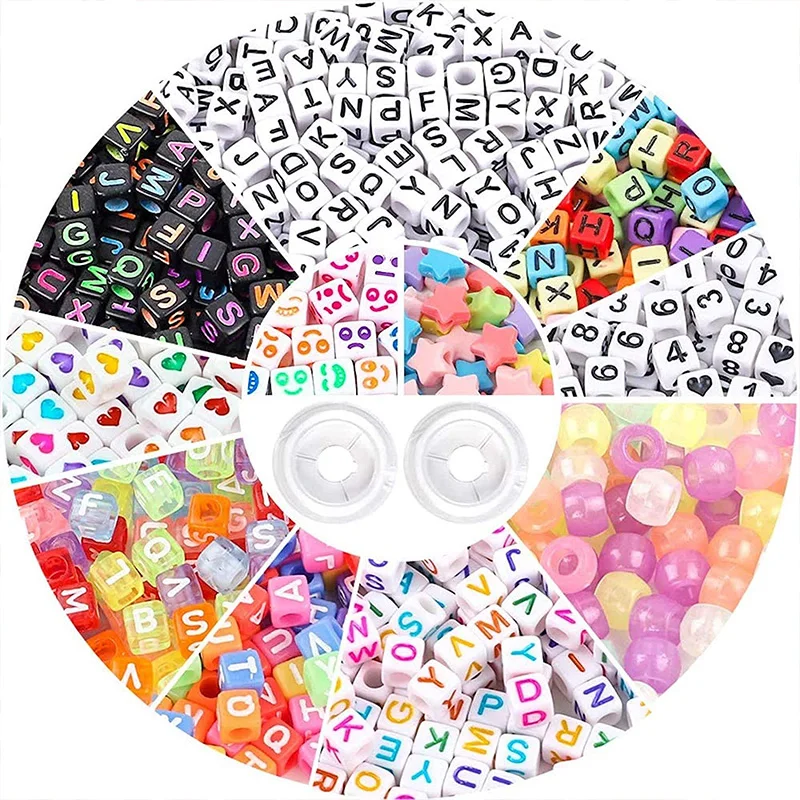 

100pcs  Acrylic Alphabet Letter A-Z Cube Beads for Jewelry Making Bracelets Necklaces, Multiple styles