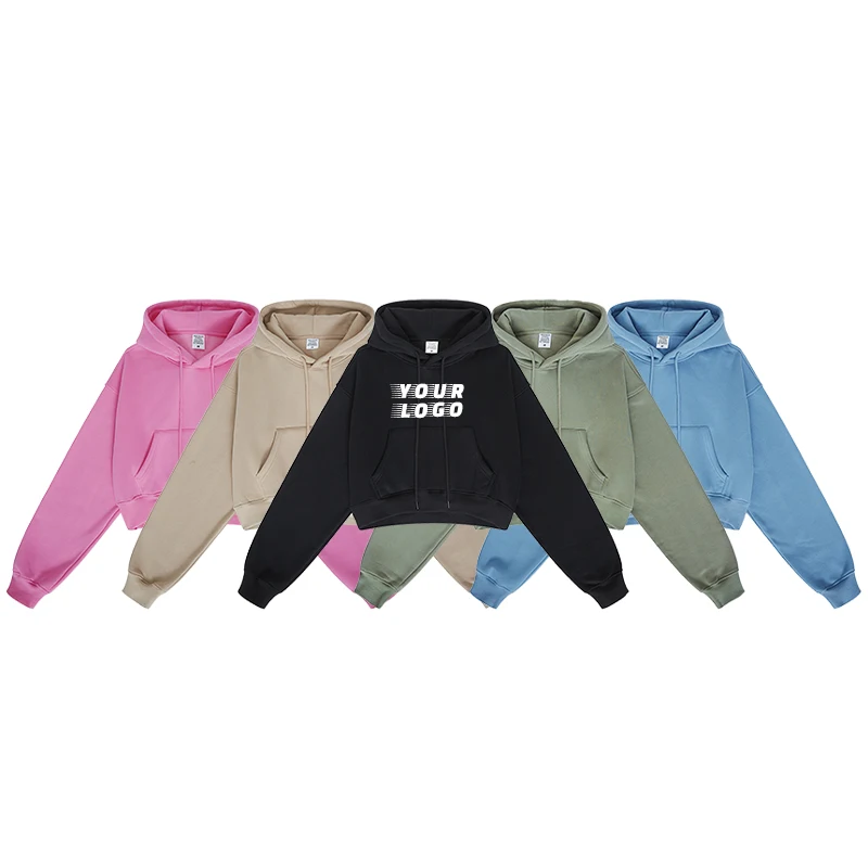 High Quality Women's Trend Crop Navel Slim Hoodie Pullover Sweatshirt With Custom logo Top Sale Hoodies