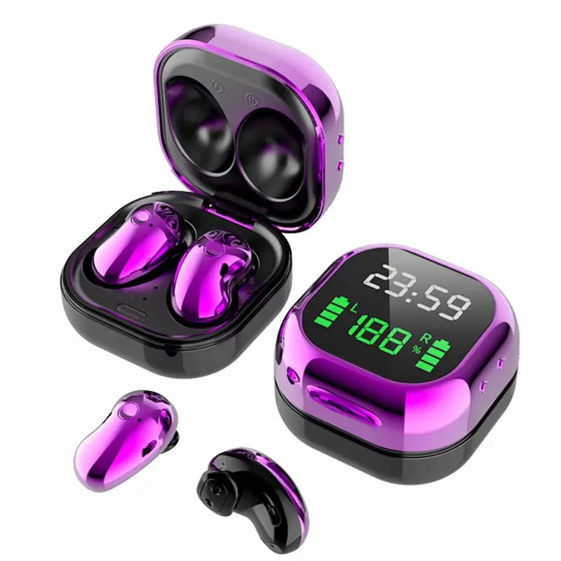 

S6plus Display True Wireless Stereo Noise Cancelling Bluetooh 5.1 Waterproof HIFI Stereo TWS Earphone, Black blue purple