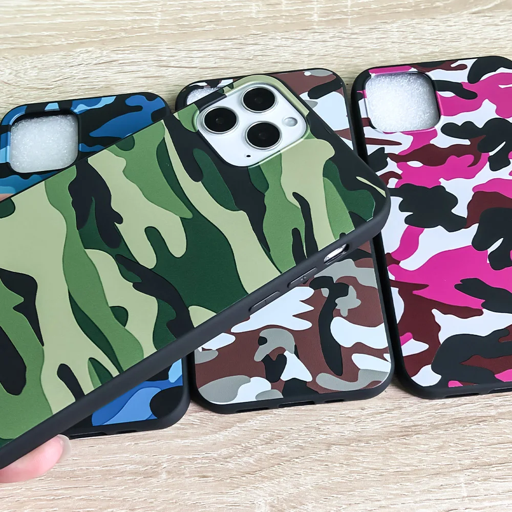 Soft Army Green Camouflage TPU Mobile Phone Case For iPhone 13 PRO MAX