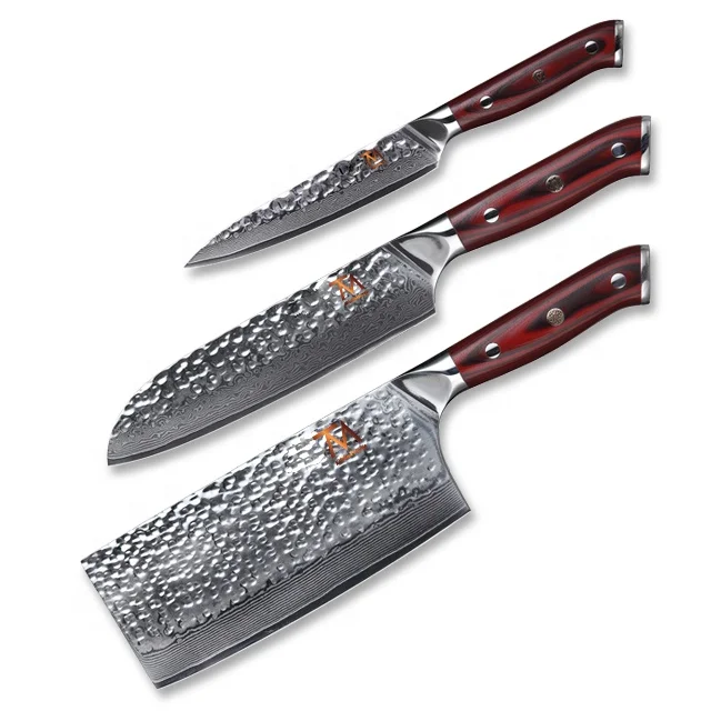 

Professional 67 Layers Damascus Steel Chef Kitchen Knives Custom Chinese Cooking Luxury Knife Set