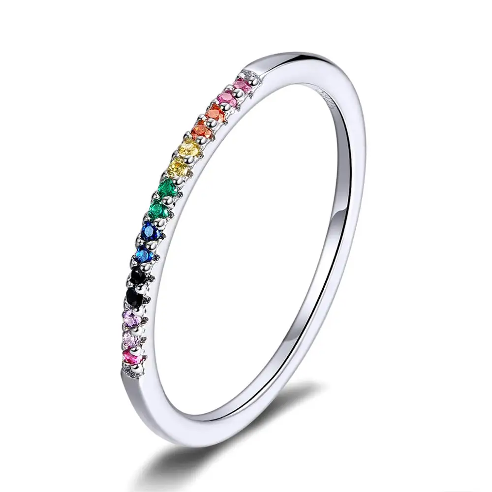 

New Arrival Rainbow Color CZ Finger Rings