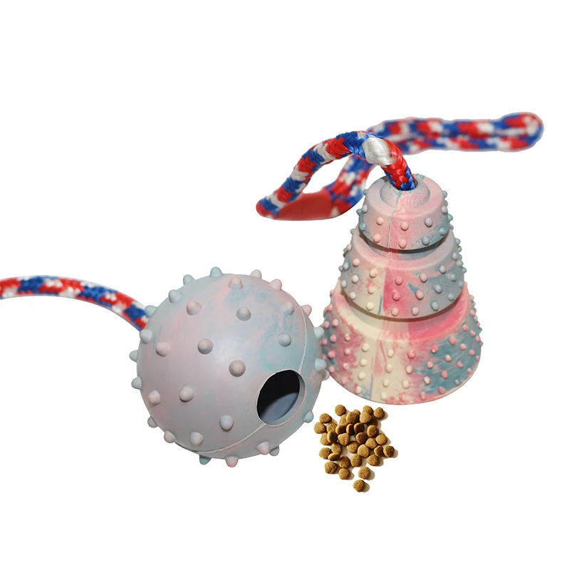 

Thinkerpet Dog training toy promotion Low price rubber ball with rope chew bite toy for dogs Feeding training rubber ball