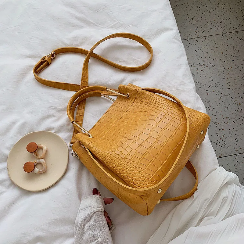 

Crocodile Pattern Handbags Retro Fashion Bucket Trendy One-shoulder Diagonal Bags