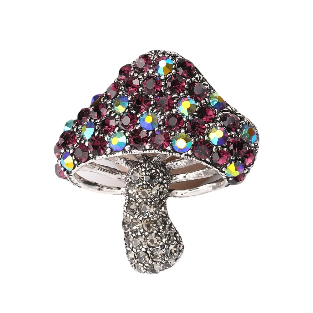 

Pretty Red Mushroom Brooches Full Rhinestones Women Girls Brooch Pins Fashion Jewelry Wedding Accessories Decoration