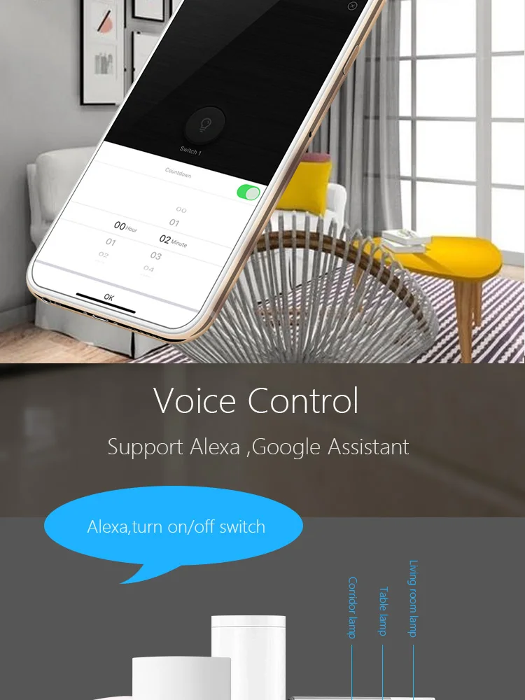Smart Home Automation Touch Glass Panel 2Gang Smart Zigbee Wall Switch Compatible Alexa and Google Home Zigbee Switch - ANKUX.COM