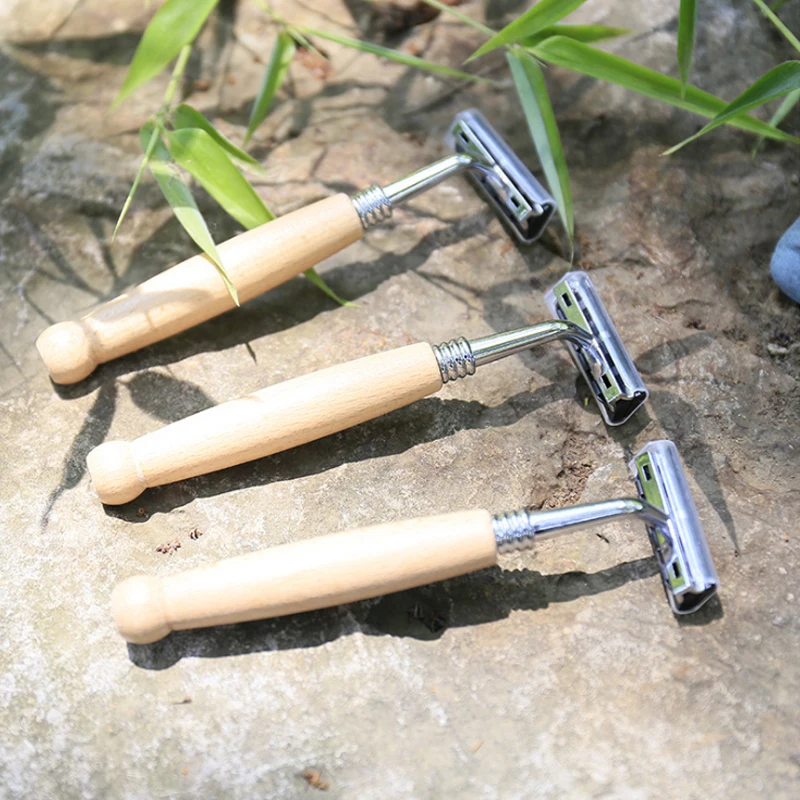 
Natural Safety Mens Disposable Bamboo Wooden Handle Shaving Razor For Hotel 
