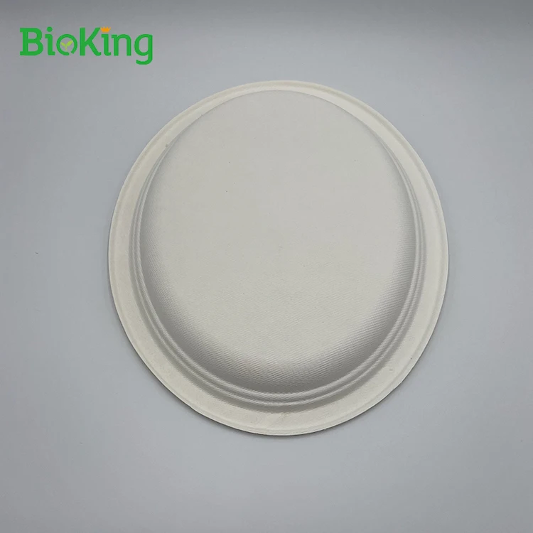 

BioKing Morden style glass round food fruit foam disposable Factory Directly Eco-friendly hollow out plates, Bleached;unbleached