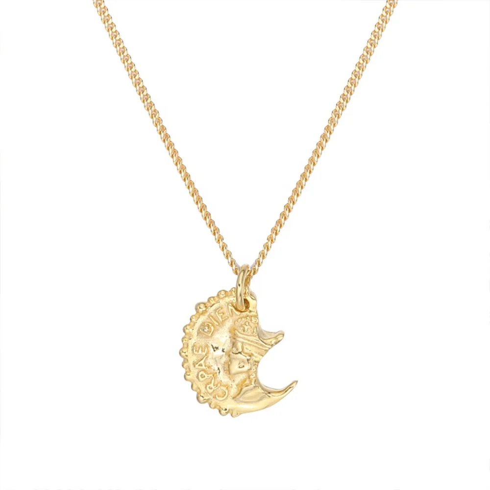 

Bali Wave Coin Gold Plated Jewelry 925 Sterling Silver Engraved Necklace