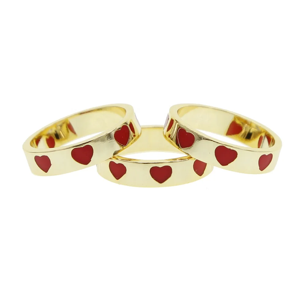 

Fashion 2021 Cute ring New Romantic Red Heart Enamel Ring for Women Wedding