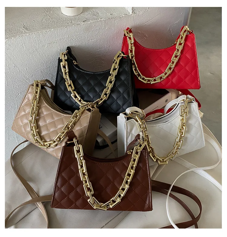 

Designer Thick Chain Handbag Luxury Print Sling Pu Leather Handbags Ladies Purse In Bulk Bucket Kid Handbags