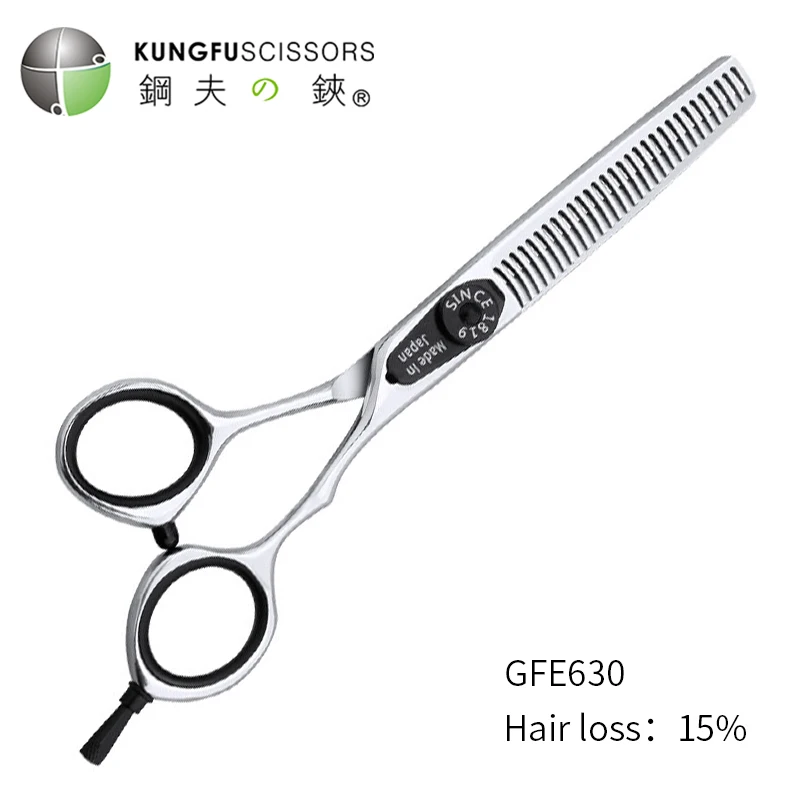 

KUNGFU Professional Barber Shear Hot Hairdressing 6 Inch Flat Tooth Thin 15-35% Scissors for Hairdresser